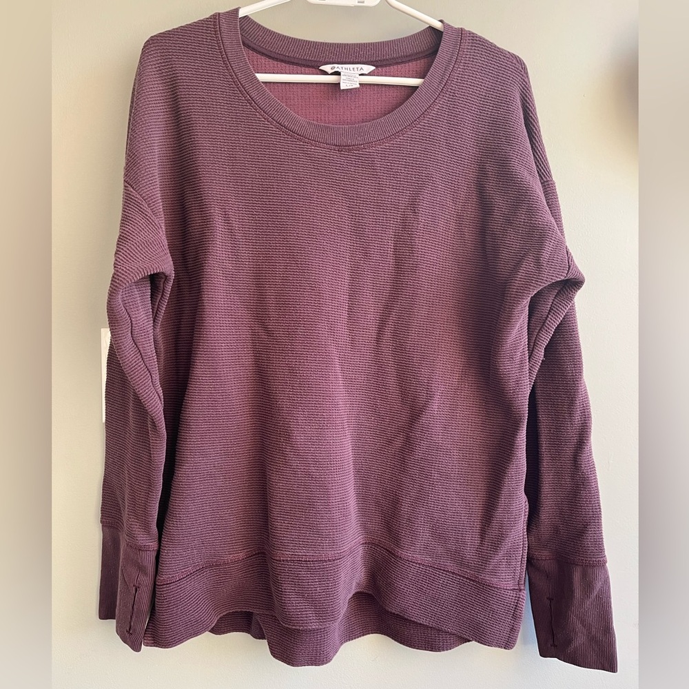 Athleta Burgundy Ribbed Crewneck Sweater